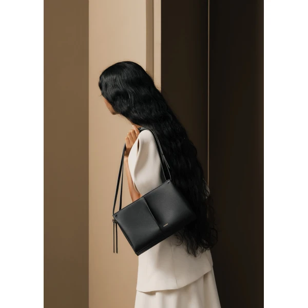 Polène Boky in Textured Black Bag, view 5 | Shoulder & Crossbody Bags | Luxury Shoes 