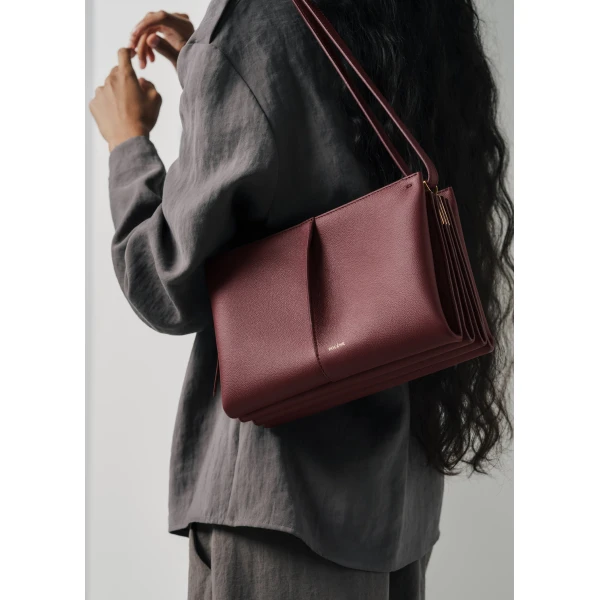Polène Boky in Textured Black Cherry Bag, view 2 | Shoulder & Crossbody Bags | Luxury Shoes 