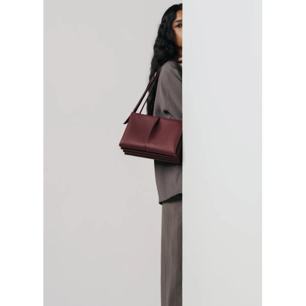 Polène Boky in Textured Black Cherry Bag, view 4 | Shoulder & Crossbody Bags | Luxury Shoes 