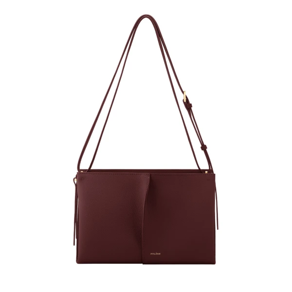 Polène Boky in Textured Black Cherry Bag | Shoulder & Crossbody Bags | Luxury Shoes 
