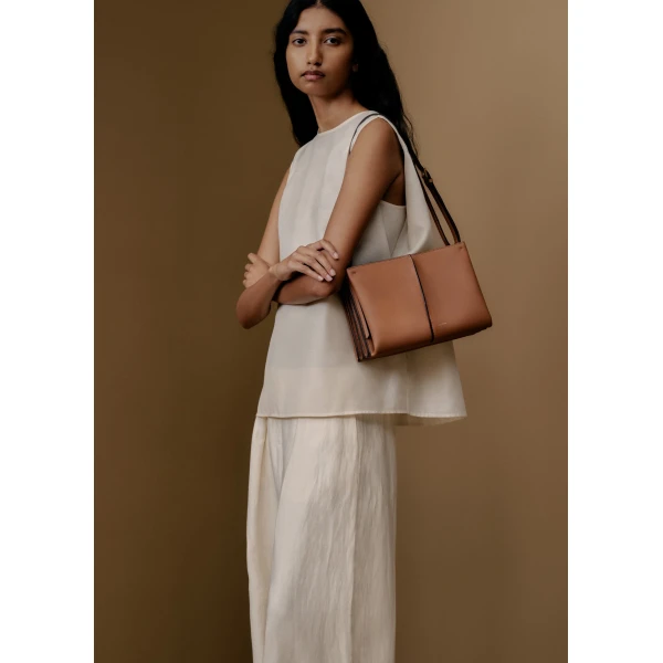 Polène Boky in Textured Camel Bag, view 2 | Shoulder & Crossbody Bags | Luxury Shoes 