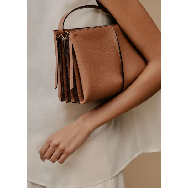 Polène Boky in Textured Camel Bag, view 3 | Shoulder & Crossbody Bags | Luxury Shoes 