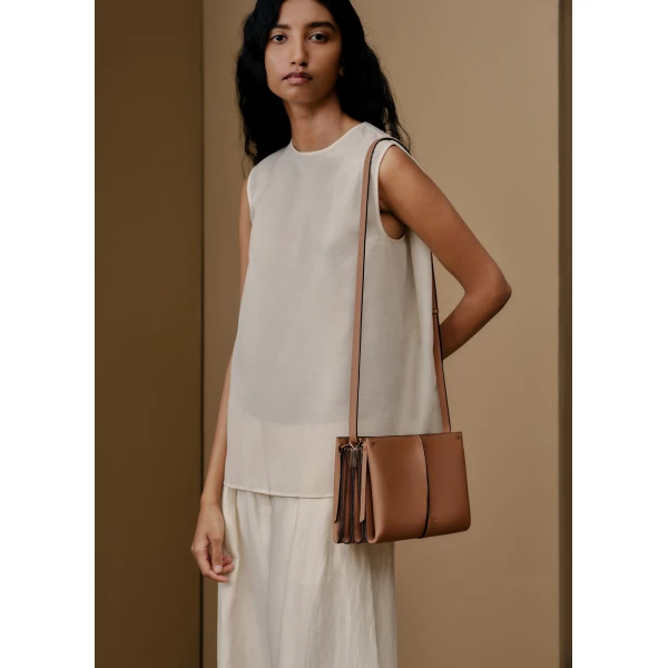 Polène Boky in Textured Camel Bag, view 4 | Shoulder & Crossbody Bags | Luxury Shoes 