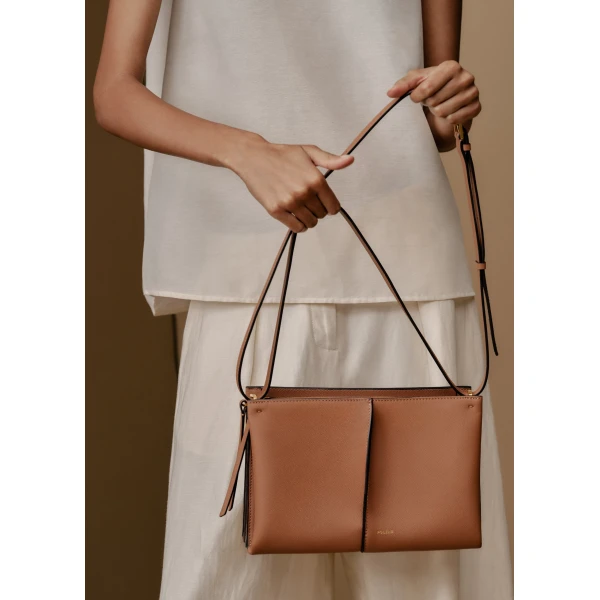 Polène Boky in Textured Camel Bag, view 5 | Shoulder & Crossbody Bags | Luxury Shoes 