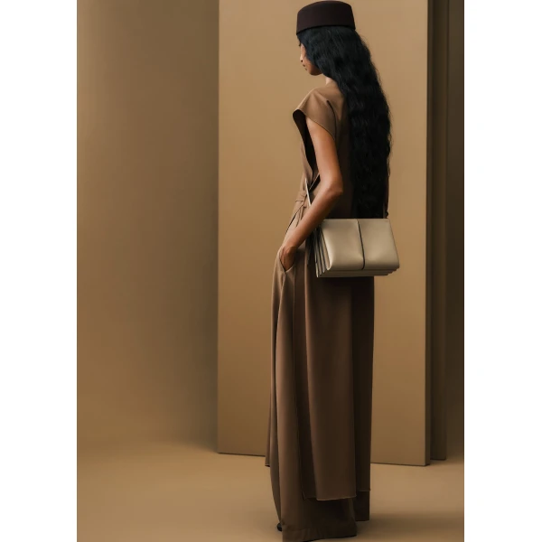 Polène Boky in Textured Desert Bag, view 2 | Shoulder & Crossbody Bags | Luxury Shoes 