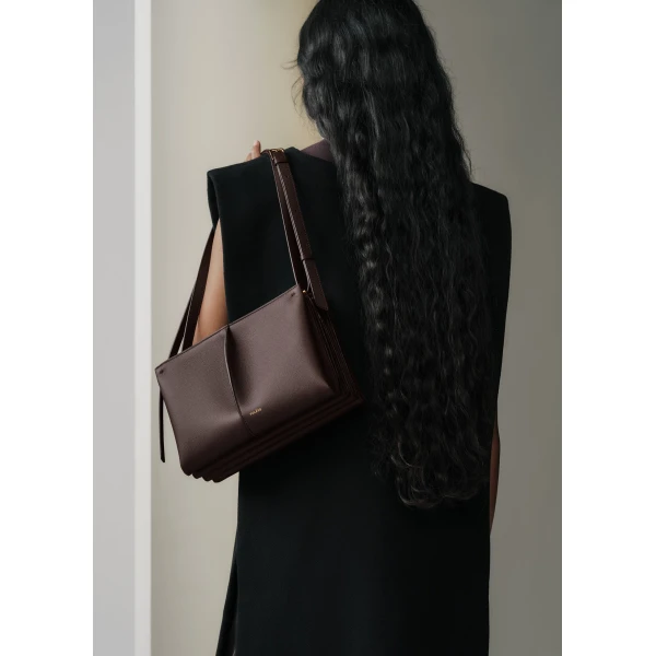 Polène Boky in Textured Ebony Bag, view 2 | Shoulder & Crossbody Bags | Luxury Shoes 
