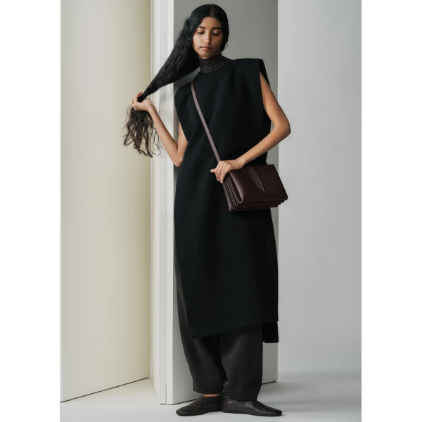 Polène Boky in Textured Ebony Bag, view 3 | Shoulder & Crossbody Bags | Luxury Shoes 