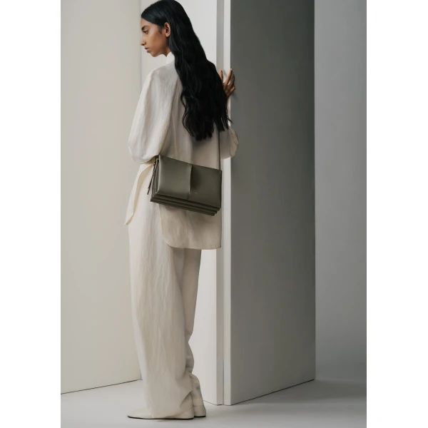 Polène Boky in Textured Smoky Green Bag, view 2 | Shoulder & Crossbody Bags | Luxury Shoes 