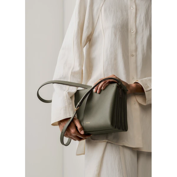 Polène Boky in Textured Smoky Green Bag, view 3 | Shoulder & Crossbody Bags | Luxury Shoes 