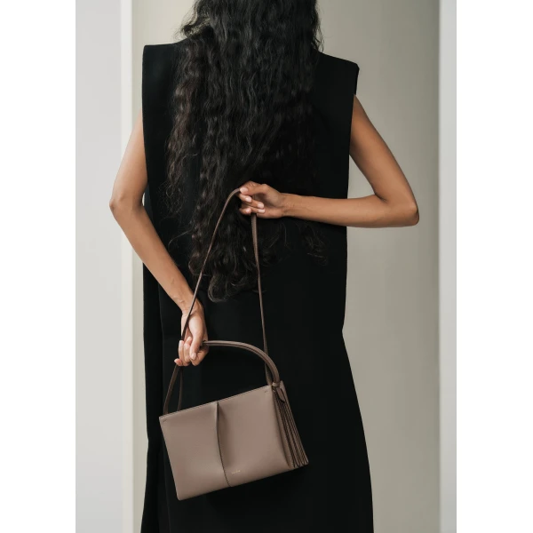 Polène Boky in Textured Taupe Bag, view 5 | Shoulder & Crossbody Bags | Luxury Shoes 