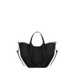 Polène Cyme Mini in Textured Black with Ecru Stitching Bag | Mini Bags | Luxury Shoes 