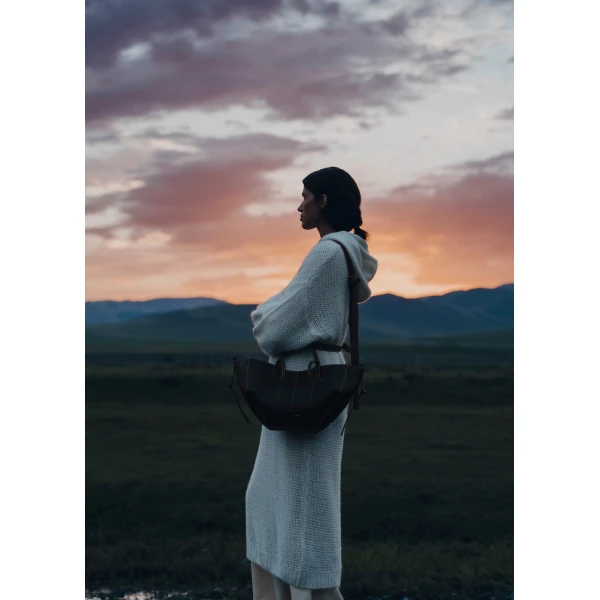 Polène Cyme Mini in Textured Black with Ecru Stitching Bag, view 5 | Mini Bags | Luxury Shoes 