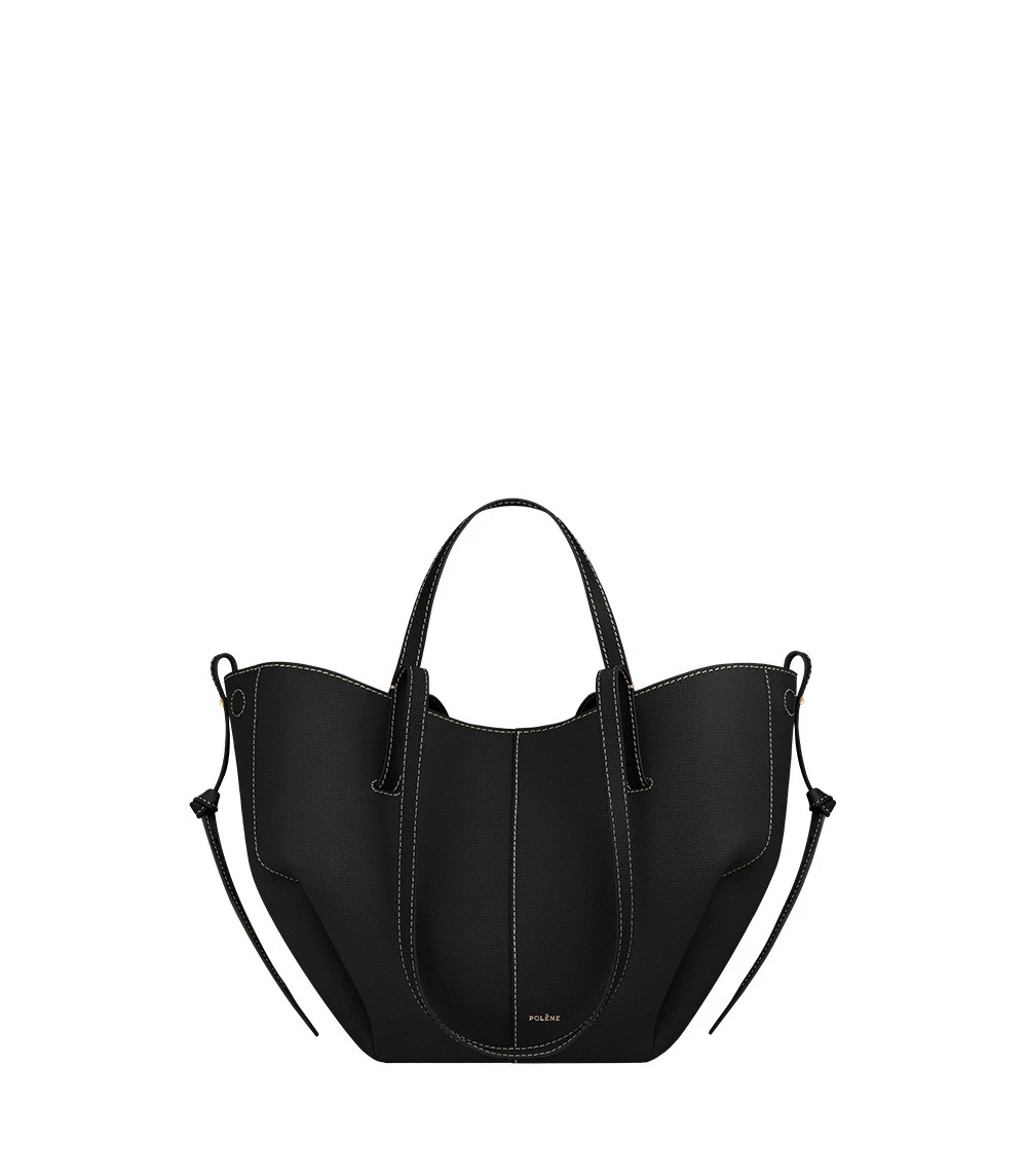 Polène Cyme Mini in Textured Black with Ecru Stitching Bag Polène Cyme Mini in Textured Black with Ecru Stitching Bag | Mini Bags | Luxury Shoes