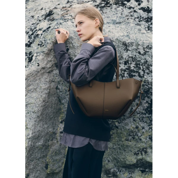Polène Cyme Mini in Textured Candied Chestnut Bag, view 2 | Mini Bags | Luxury Shoes 