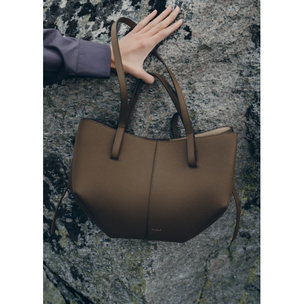 Polène Cyme Mini in Textured Candied Chestnut Bag, view 4 | Mini Bags | Luxury Shoes 