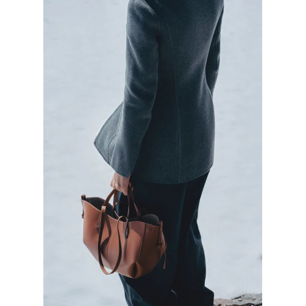 Polène Cyme Mini in Textured Cognac Bag, view 3 | Mini Bags | Luxury Shoes 