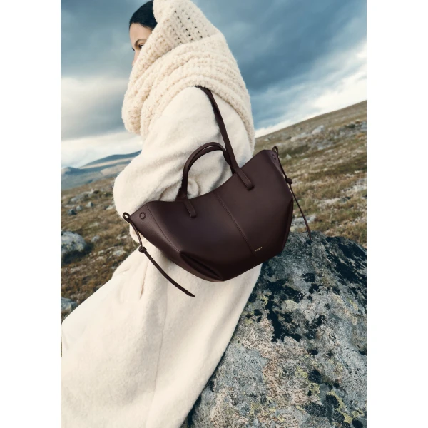 Polène Cyme Mini in Textured Plum Bag, view 2 | Mini Bags | Luxury Shoes 