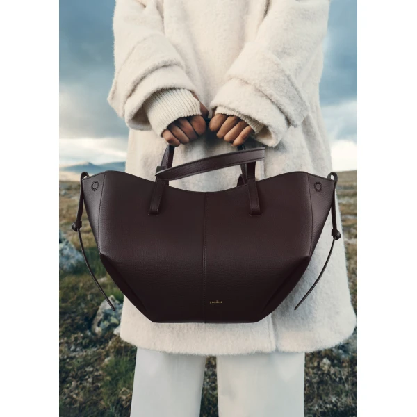 Polène Cyme Mini in Textured Plum Bag, view 3 | Mini Bags | Luxury Shoes 