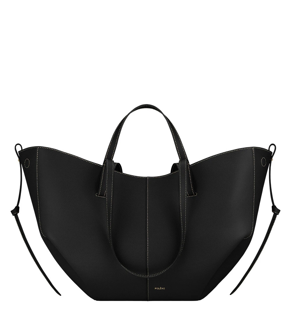 Polène Cyme in Textured Black with Ecru Stitching Bag Polène Cyme in Textured Black with Ecru Stitching Bag | Totes & Top-Handle Bags | Luxury Shoes