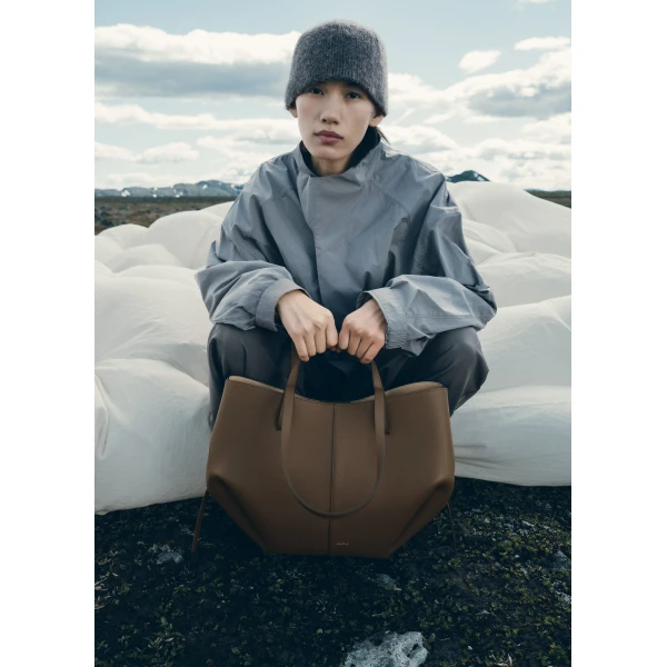 Polène Cyme in Textured Candied Chestnut Bag, view 4 | Totes & Top-Handle Bags | Luxury Shoes 