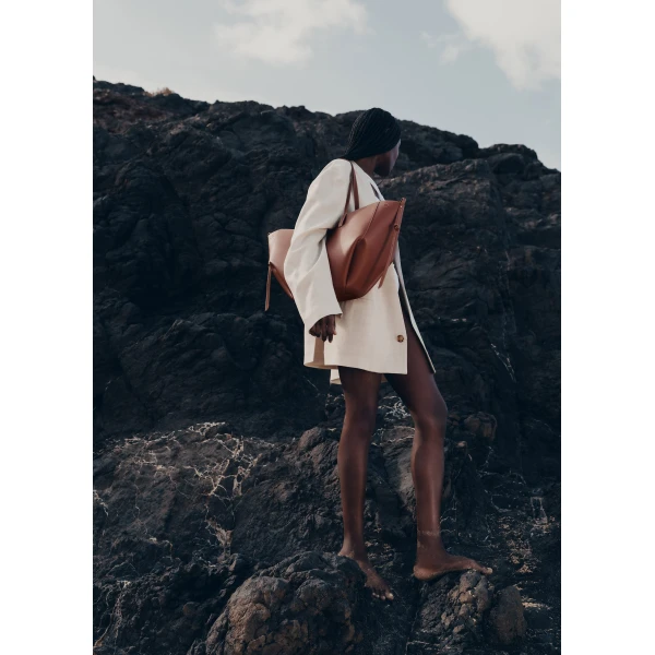 Polène Cyme in Textured Cognac Bag, view 4 | Totes & Top-Handle Bags | Luxury Shoes 