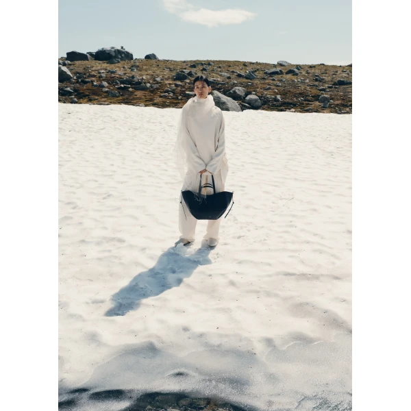 Polène Cyme in Textured Deep Blue Bag, view 5 | Totes & Top-Handle Bags | Luxury Shoes 