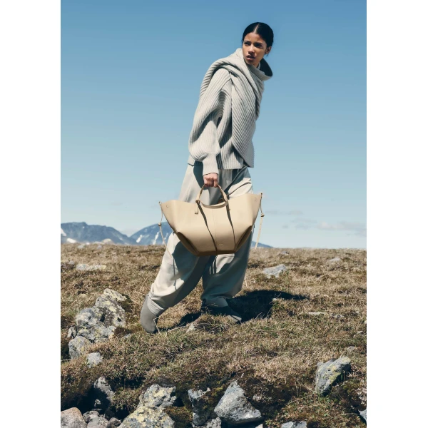 Polène Cyme in Textured Glade Bag, view 3 | Totes & Top-Handle Bags | Luxury Shoes 