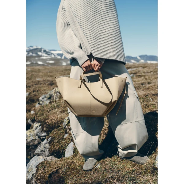 Polène Cyme in Textured Glade Bag, view 4 | Totes & Top-Handle Bags | Luxury Shoes 