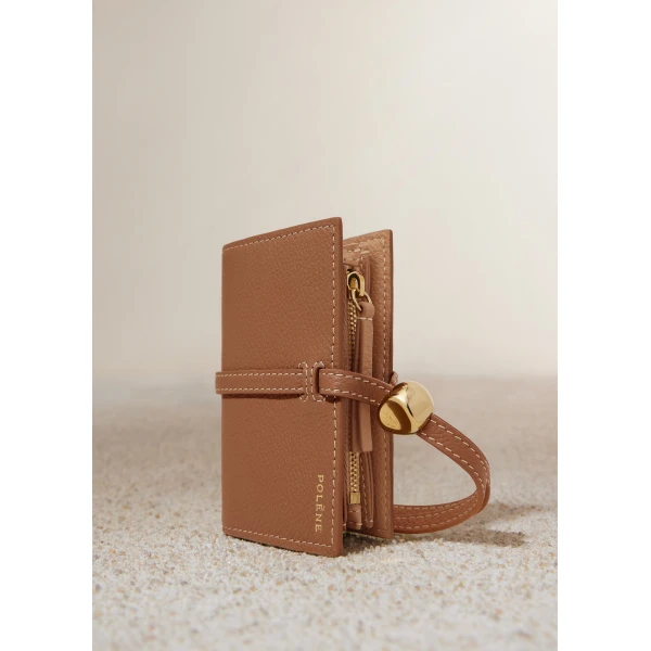 Polène Kayé Card Holder in Textured Duo Camel, view 2 | Wallets & Purses | Luxury Shoes 