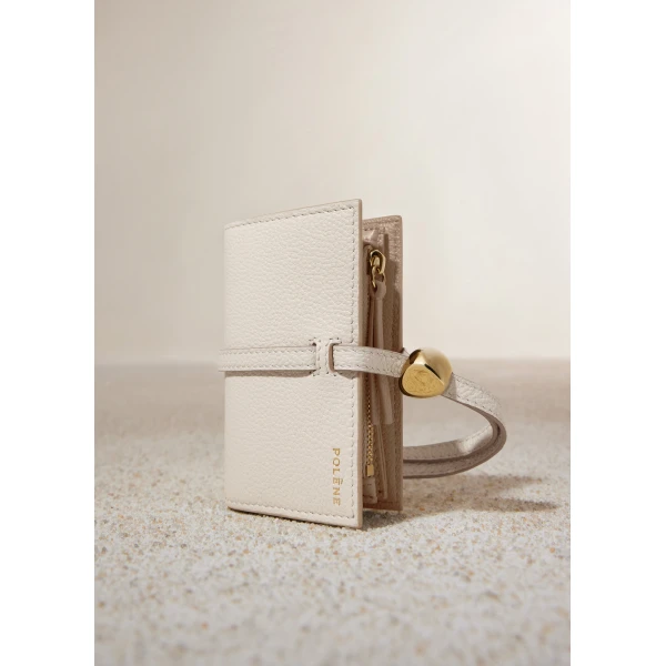 Polène Kayé Card Holder in Textured Duo Chalk, view 2 | Wallets & Purses | Luxury Shoes 