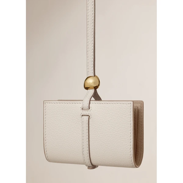 Polène Kayé Card Holder in Textured Duo Chalk, view 3 | Wallets & Purses | Luxury Shoes 