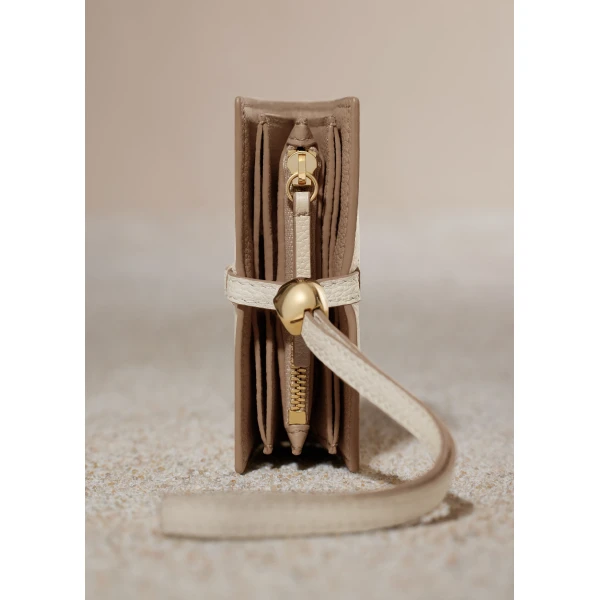 Polène Kayé Card Holder in Textured Duo Chalk, view 4 | Wallets & Purses | Luxury Shoes 