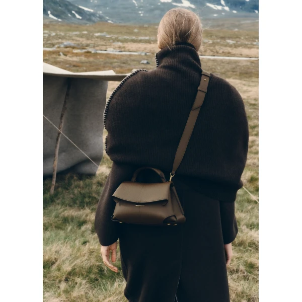 Polène Mokki Mini in Textured Candied Chestnut Bag, view 3 | Mini Bags | Luxury Shoes 