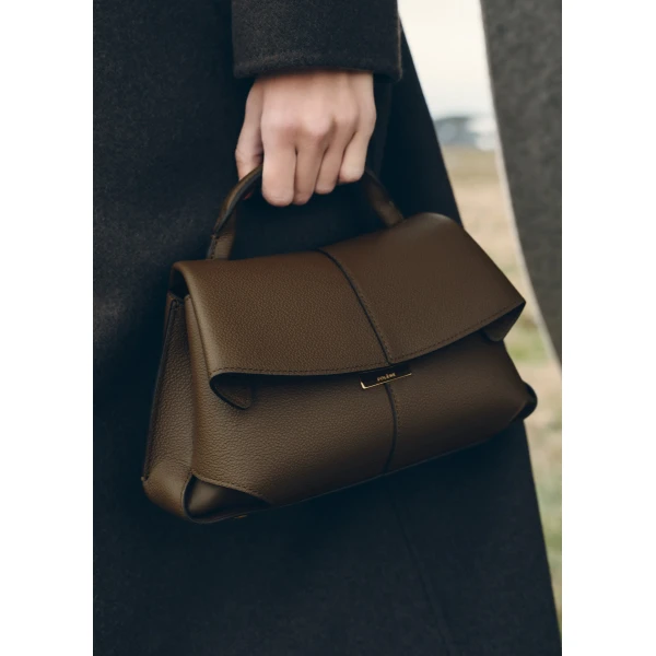 Polène Mokki Mini in Textured Candied Chestnut Bag, view 4 | Mini Bags | Luxury Shoes 