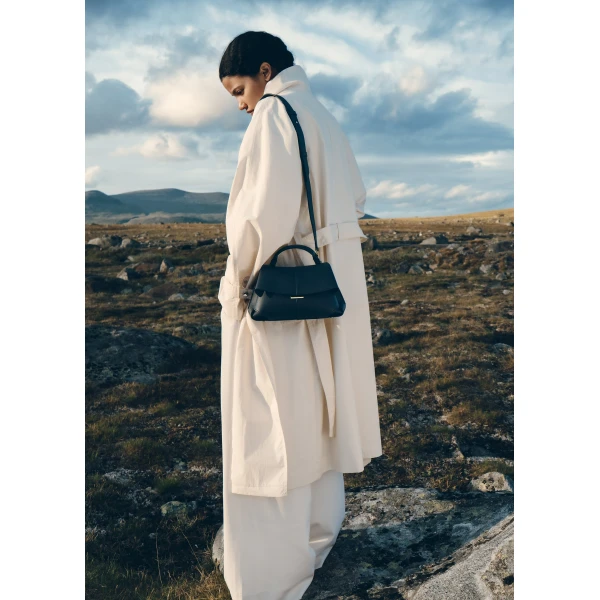 Polène Mokki Mini in Textured Deep Blue Bag, view 2 | Mini Bags | Luxury Shoes 
