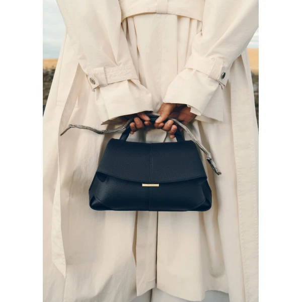 Polène Mokki Mini in Textured Deep Blue Bag, view 4 | Mini Bags | Luxury Shoes 