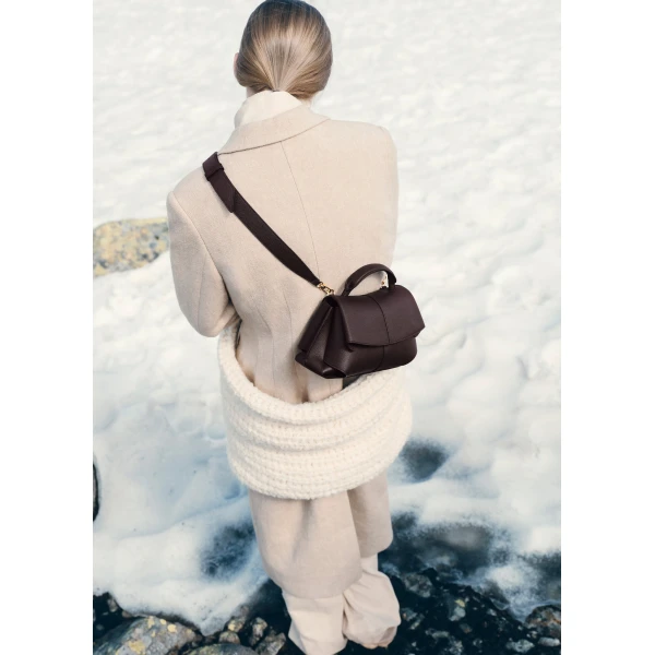 Polène Mokki Mini in Textured Plum Bag, view 4 | Mini Bags | Luxury Shoes 
