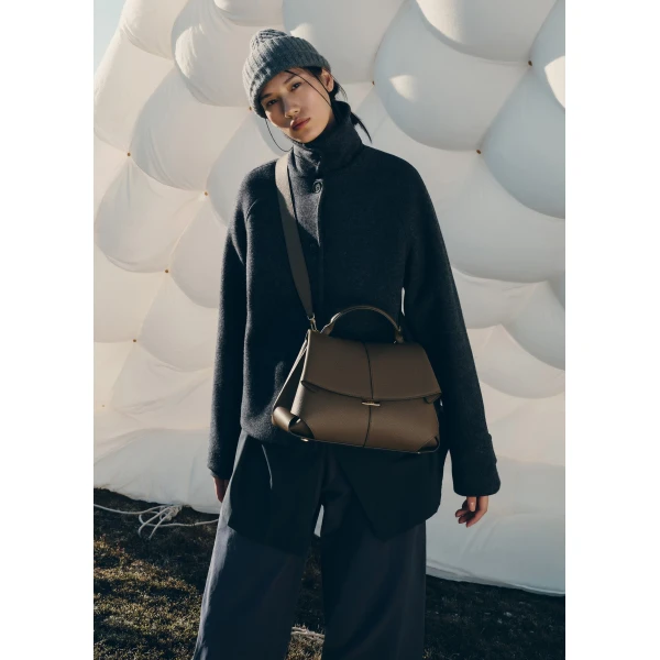 Polène Mokki in Textured Candied Chestnut Bag, view 2 | Shoulder & Crossbody Bags | Luxury Shoes 
