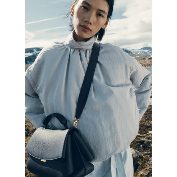 Polène Mokki in Textured Deep Blue Bag, view 3 | Shoulder & Crossbody Bags | Luxury Shoes 