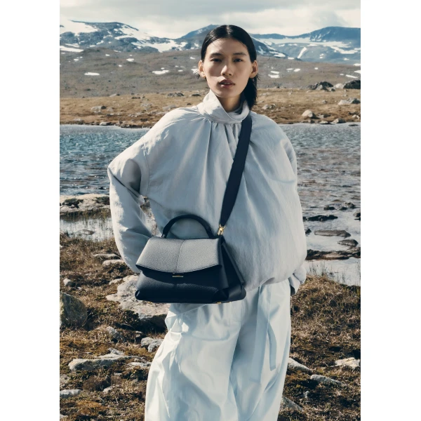 Polène Mokki in Textured Deep Blue Bag, view 4 | Shoulder & Crossbody Bags | Luxury Shoes 