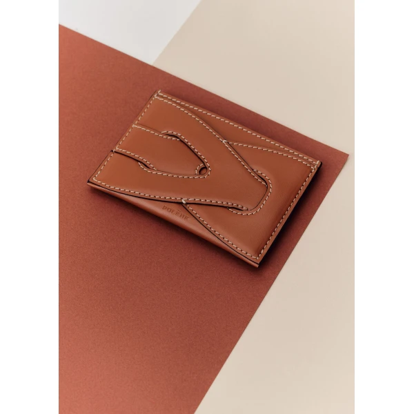 Polène Nodde Card Holder in Cognac, view 2 | Wallets & Purses | Luxury Shoes 
