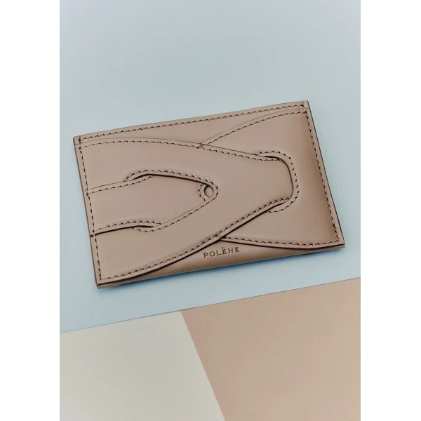 Polène Nodde Card Holder in Taupe, view 2 | Wallets & Purses | Luxury Shoes 