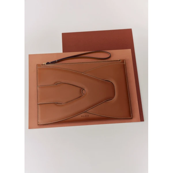 Polène Nodde Pouch in Cognac, view 2 | Wallets & Purses | Luxury Shoes 