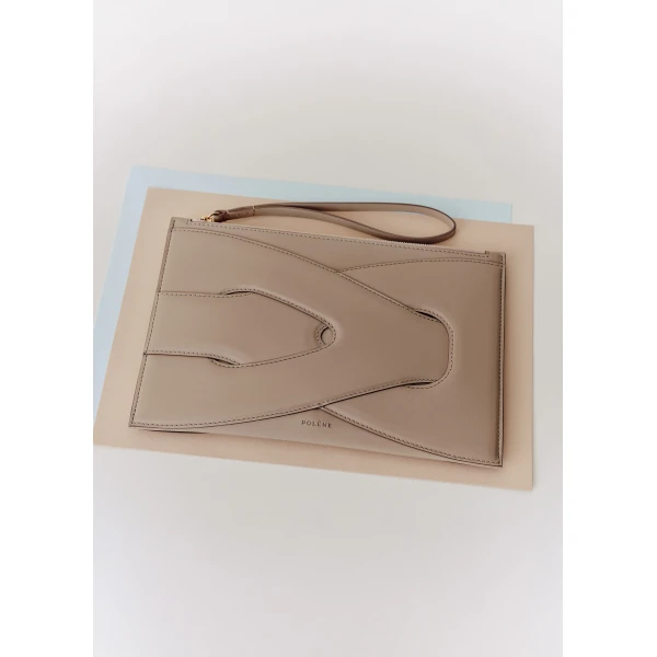 Polène Nodde Pouch in Taupe, view 2 | Wallets & Purses | Luxury Shoes 