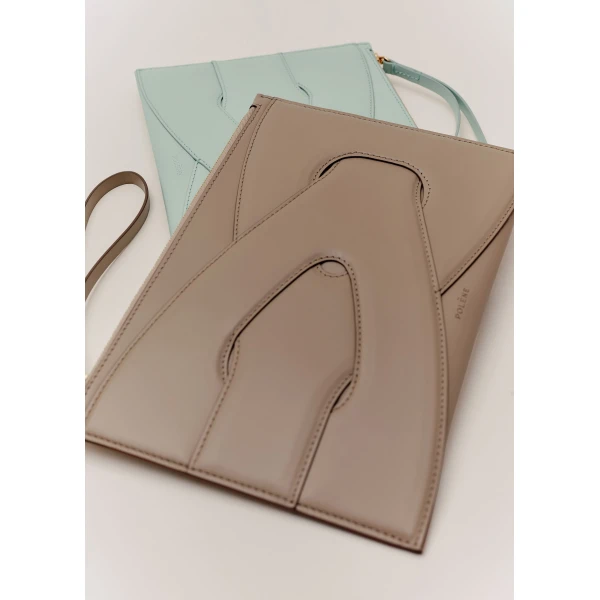 Polène Nodde Pouch in Taupe, view 3 | Wallets & Purses | Luxury Shoes 
