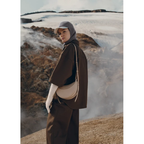 Polène Numéro Dix in Crocodile Nubuck Taupe Bag, view 2 | Shoulder & Crossbody Bags | Luxury Shoes 