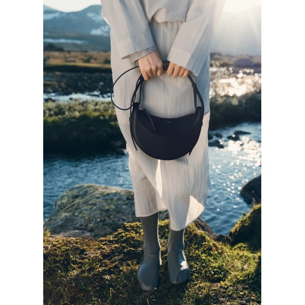 Polène Numéro Dix in Textured Deep Blue Bag, view 2 | Shoulder & Crossbody Bags | Luxury Shoes 