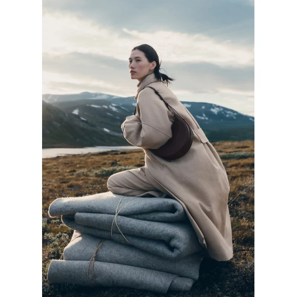 Polène Numéro Dix in Textured Plum Bag, view 2 | Shoulder & Crossbody Bags | Luxury Shoes 