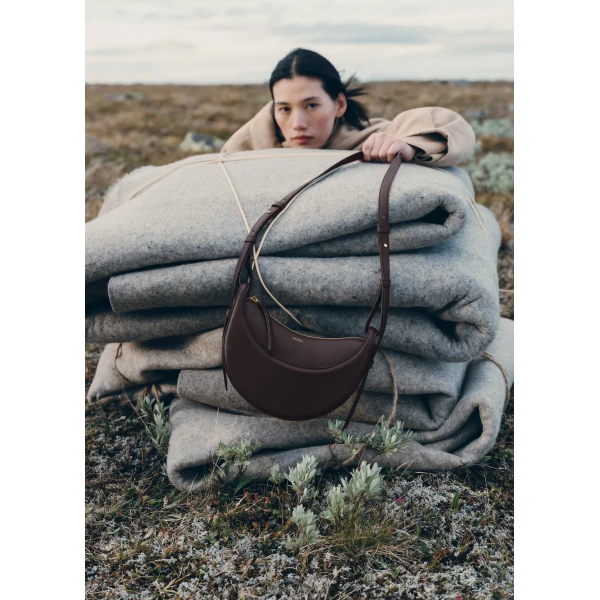 Polène Numéro Dix in Textured Plum Bag, view 3 | Shoulder & Crossbody Bags | Luxury Shoes 