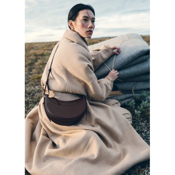Polène Numéro Dix in Textured Plum Bag, view 4 | Shoulder & Crossbody Bags | Luxury Shoes 